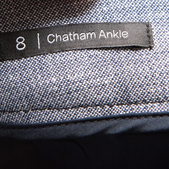 Talbots Chatham Pants Ankle Slim Leg Sharkskin Button Hem Blue Grey Size 8 New - Picture 3 of 10